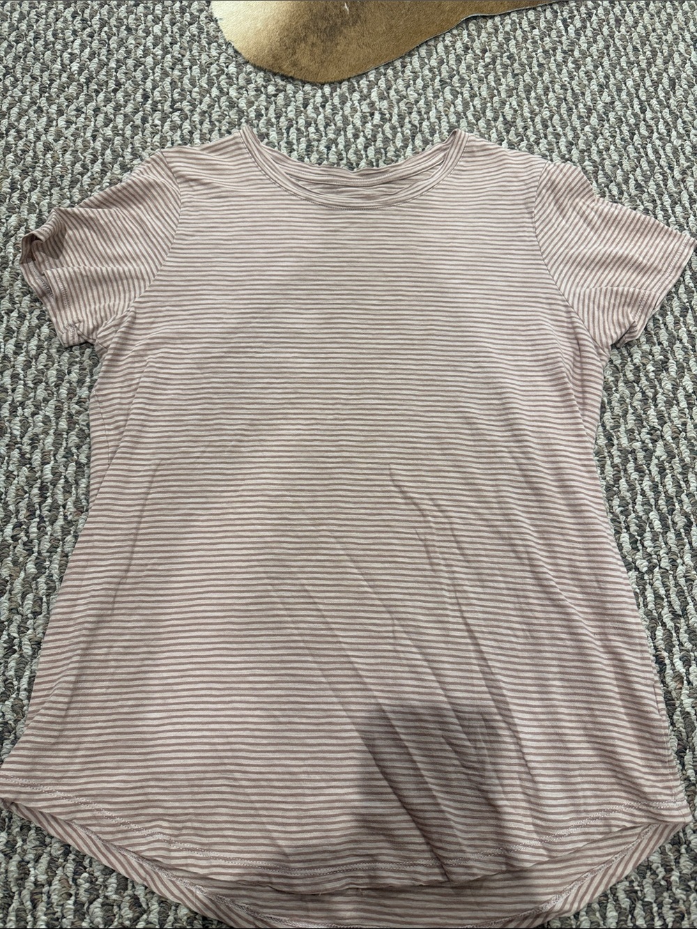Old Navy Blush Pink & White Narrow-Striped Short Sleeve Tee